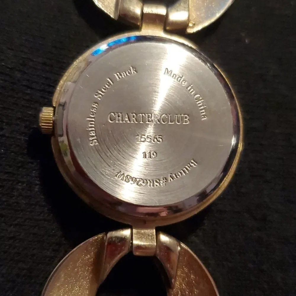CHARTER CLUB Gold Tone Large‎ Circle Circular Band Ladies Watch Wristwatch